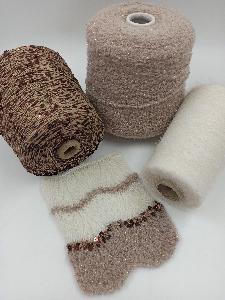 Набор для шарфа, альпака, меринос, мохер, пайетки, цвет молочный